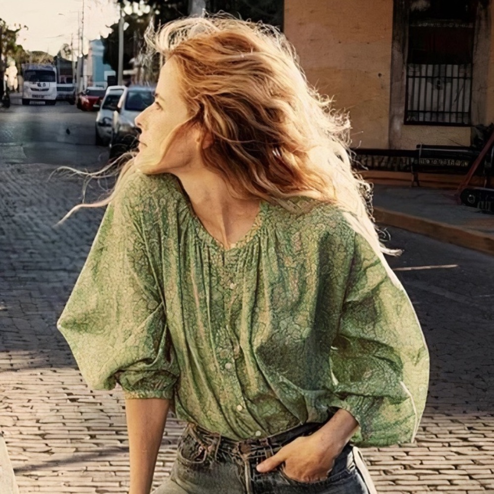 Dôen Jane Blouse Green Floral Small